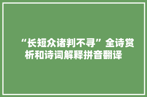 “长短众诸判不寻”全诗赏析和诗词解释拼音翻译