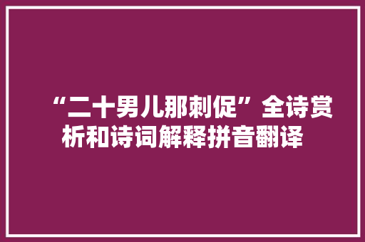 “二十男儿那刺促”全诗赏析和诗词解释拼音翻译