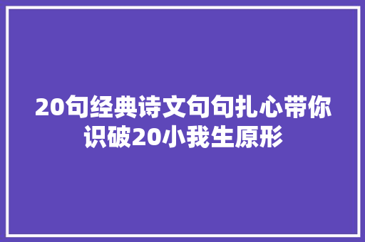 20句经典诗文句句扎心带你识破20小我生原形