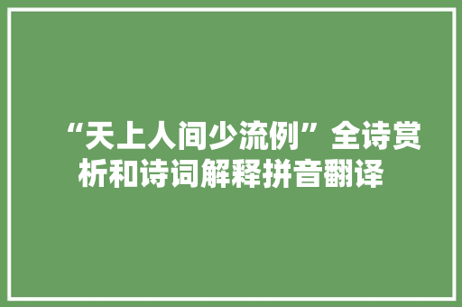 “天上人间少流例”全诗赏析和诗词解释拼音翻译