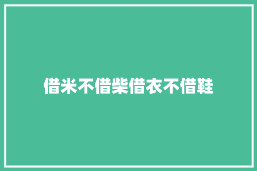 借米不借柴借衣不借鞋