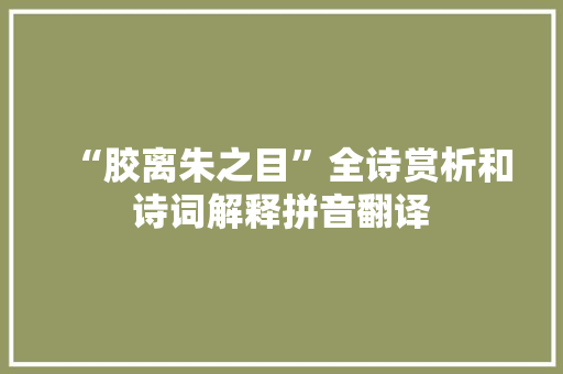 “胶离朱之目”全诗赏析和诗词解释拼音翻译
