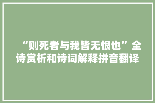 “则死者与我皆无恨也”全诗赏析和诗词解释拼音翻译