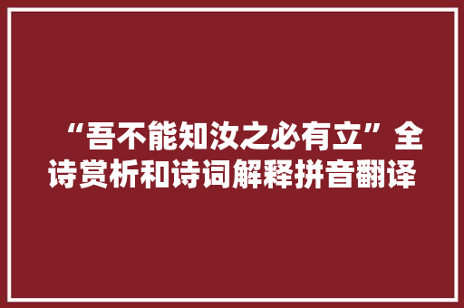 “吾不能知汝之必有立”全诗赏析和诗词解释拼音翻译