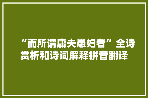 “而所谓庸夫愚妇者”全诗赏析和诗词解释拼音翻译