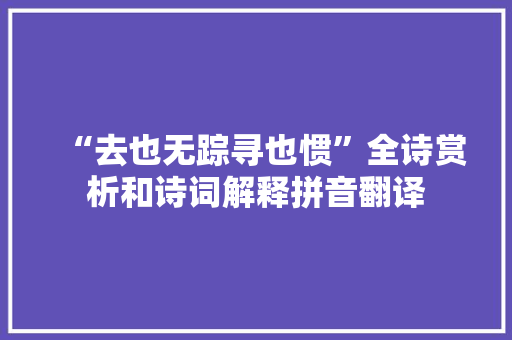 “去也无踪寻也惯”全诗赏析和诗词解释拼音翻译