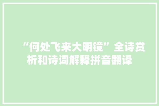 “何处飞来大明镜”全诗赏析和诗词解释拼音翻译