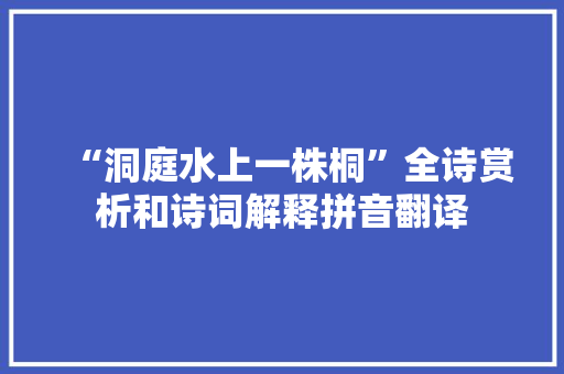 “洞庭水上一株桐”全诗赏析和诗词解释拼音翻译