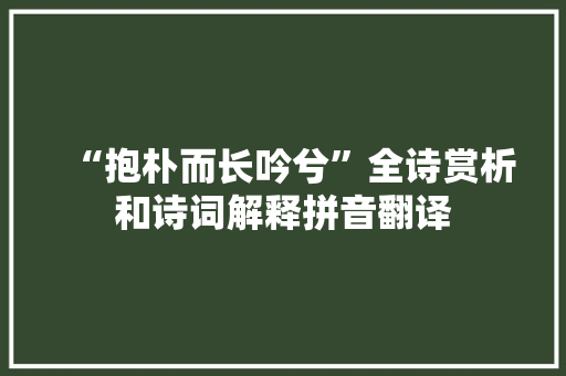 “抱朴而长吟兮”全诗赏析和诗词解释拼音翻译