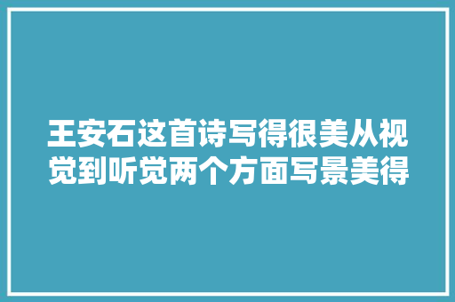 王安石这首诗写得很美从视觉到听觉两个方面写景美得令人心醉