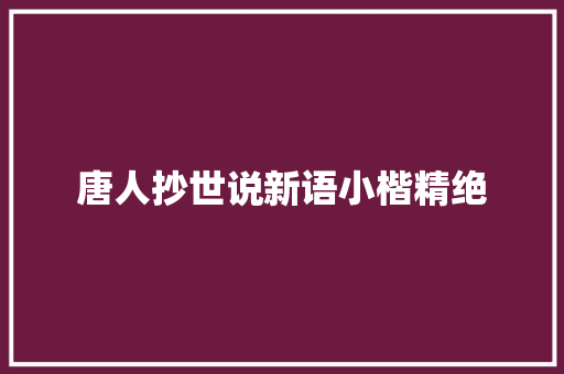 唐人抄世说新语小楷精绝
