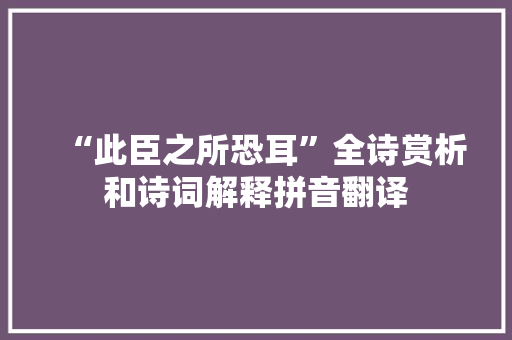 “此臣之所恐耳”全诗赏析和诗词解释拼音翻译