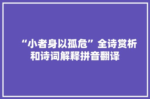 “小者身以孤危”全诗赏析和诗词解释拼音翻译