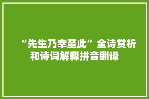 “先生乃幸至此”全诗赏析和诗词解释拼音翻译