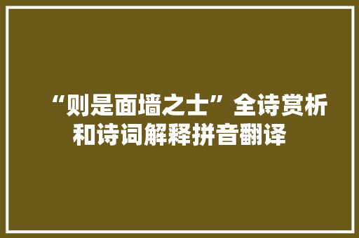 “则是面墙之士”全诗赏析和诗词解释拼音翻译