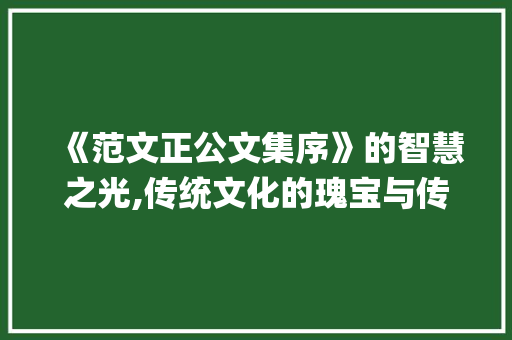 《范文正公文集序》的智慧之光,传统文化的瑰宝与传承_范文正公文集序的翻译