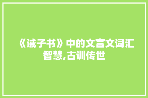 《诫子书》中的文言文词汇智慧,古训传世，启迪人生_积累诫子书的文言文词汇