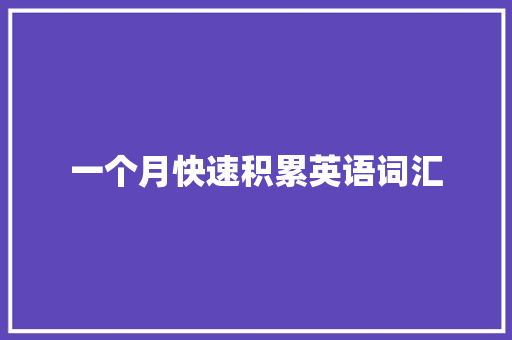 一个月快速积累英语词汇