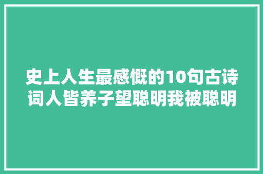 史上人生最感慨的10句古诗词人皆养子望聪明我被聪明误生平