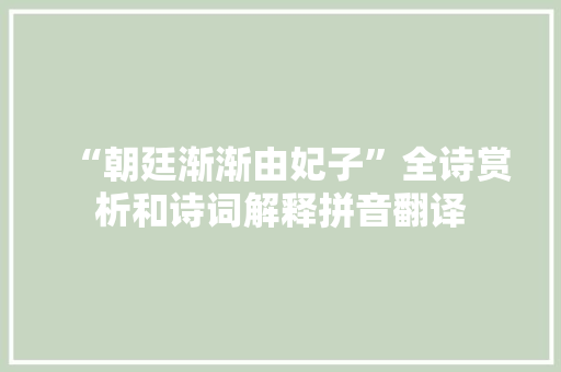 “朝廷渐渐由妃子”全诗赏析和诗词解释拼音翻译