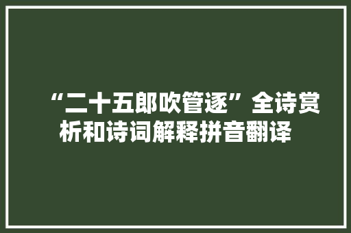“二十五郎吹管逐”全诗赏析和诗词解释拼音翻译