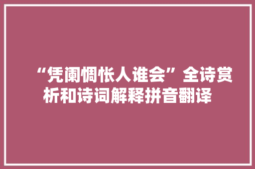 “凭阑惆怅人谁会”全诗赏析和诗词解释拼音翻译