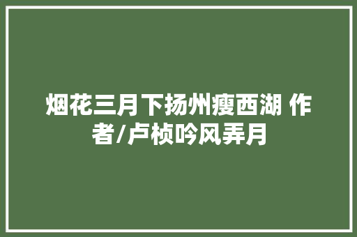 烟花三月下扬州瘦西湖 作者/卢桢吟风弄月