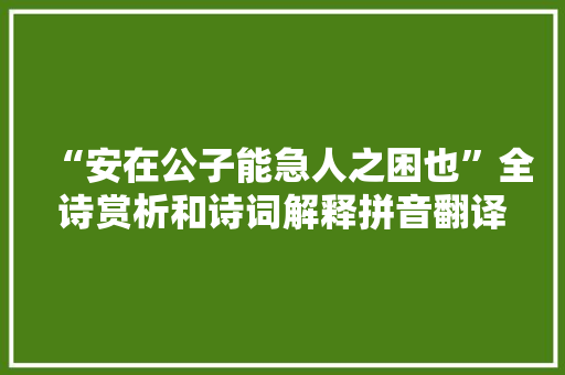 “安在公子能急人之困也”全诗赏析和诗词解释拼音翻译