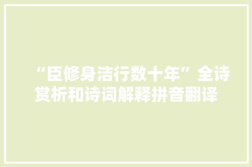 “臣修身洁行数十年”全诗赏析和诗词解释拼音翻译