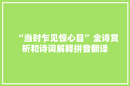 “当时乍见惊心目”全诗赏析和诗词解释拼音翻译