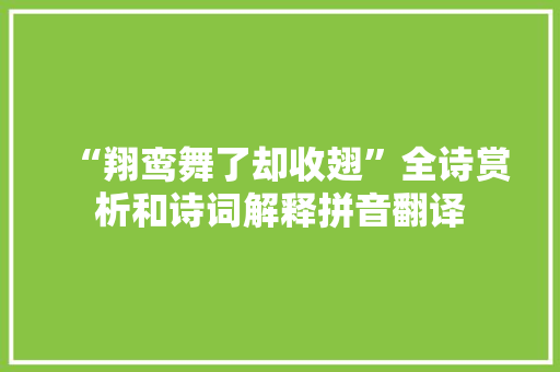 “翔鸾舞了却收翅”全诗赏析和诗词解释拼音翻译