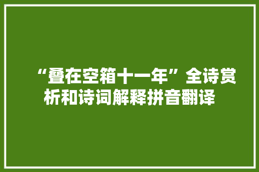 “叠在空箱十一年”全诗赏析和诗词解释拼音翻译