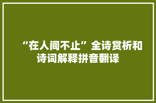 “在人间不止”全诗赏析和诗词解释拼音翻译