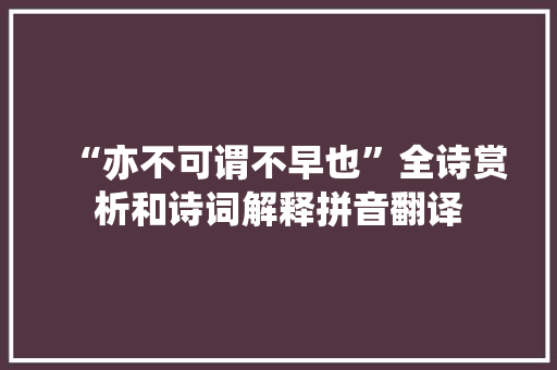 “亦不可谓不早也”全诗赏析和诗词解释拼音翻译
