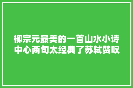 柳宗元最美的一首山水小诗中心两句太经典了苏轼赞叹为奇趣