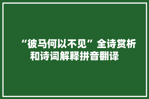 “彼马何以不见”全诗赏析和诗词解释拼音翻译