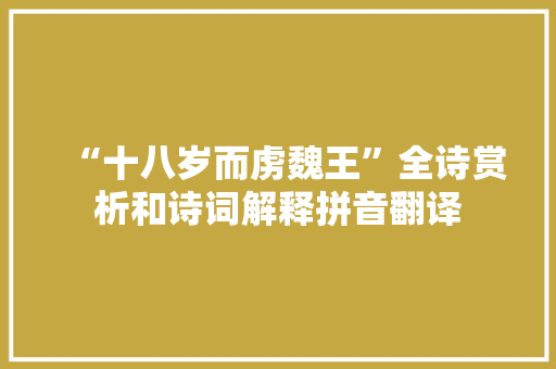“十八岁而虏魏王”全诗赏析和诗词解释拼音翻译