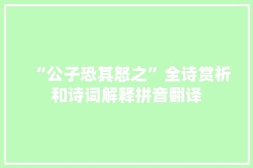 “公子恐其怒之”全诗赏析和诗词解释拼音翻译