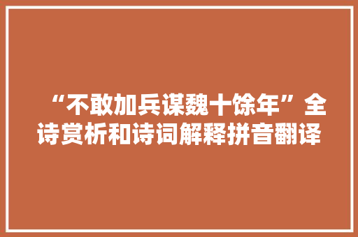 “不敢加兵谋魏十馀年”全诗赏析和诗词解释拼音翻译
