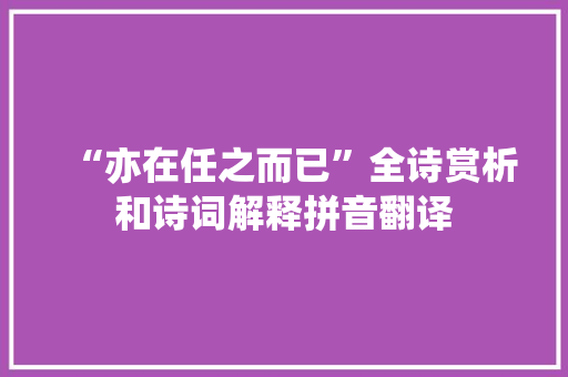 “亦在任之而已”全诗赏析和诗词解释拼音翻译