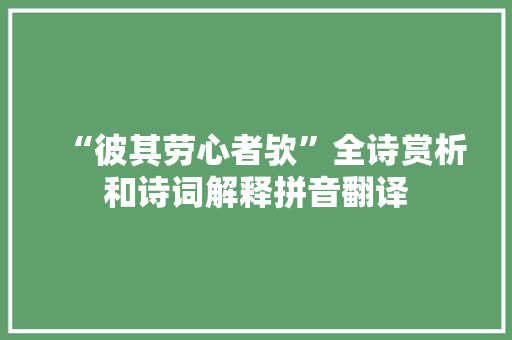 “彼其劳心者欤”全诗赏析和诗词解释拼音翻译