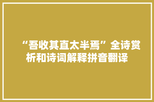 “吾收其直太半焉”全诗赏析和诗词解释拼音翻译