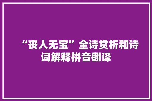 “丧人无宝”全诗赏析和诗词解释拼音翻译