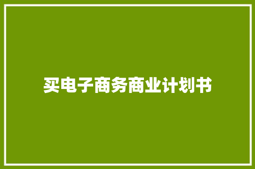 买电子商务商业计划书