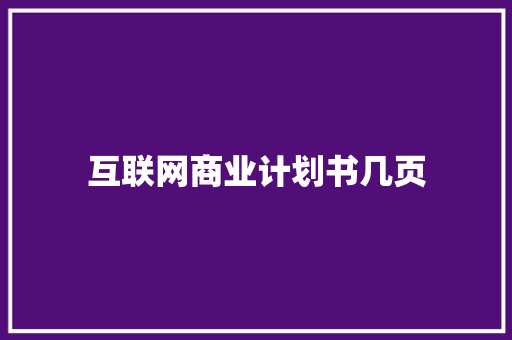 互联网商业计划书几页