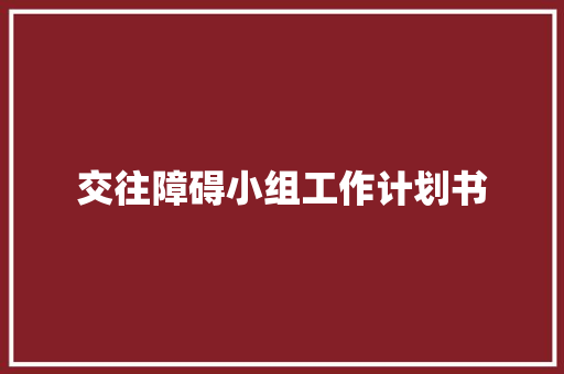 交往障碍小组工作计划书
