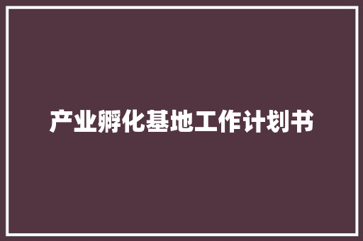 产业孵化基地工作计划书