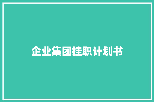 企业集团挂职计划书
