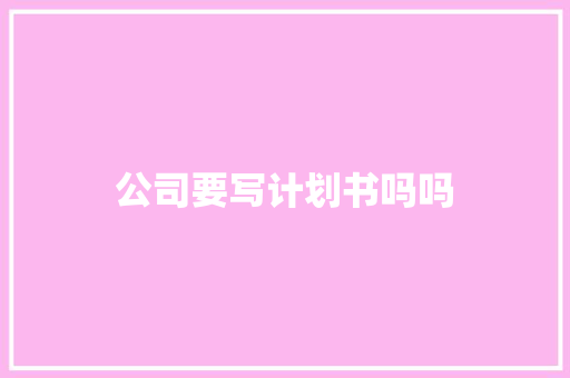 公司要写计划书吗吗
