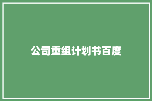 公司重组计划书百度